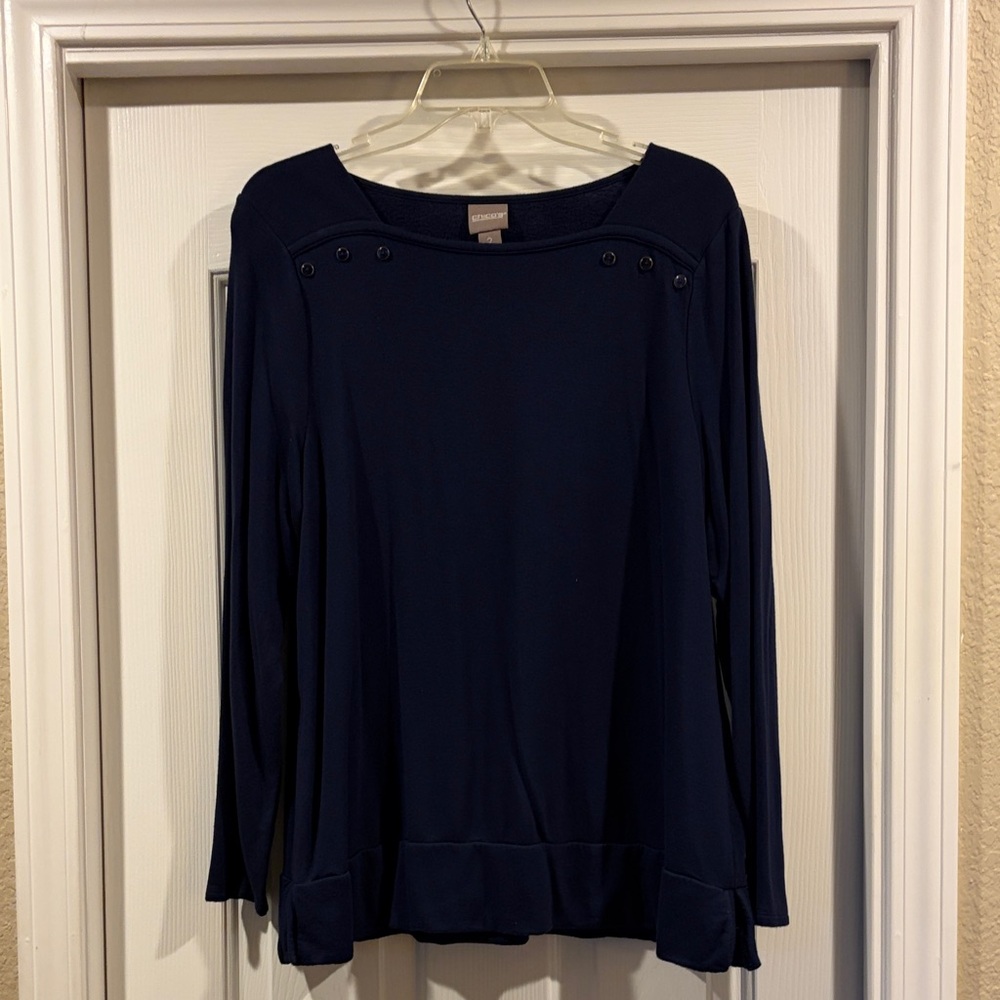 Chico's Dark Blue Long Sleeve Top size 2 L/XL like new - Picture 3 of 6